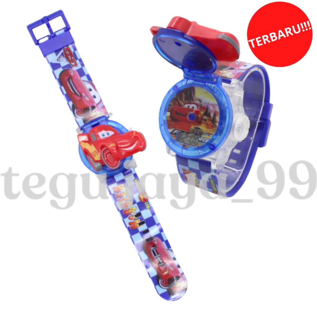 JAM TANGAN ANAK FASHION ANAK LAKI LAKI LASER LAMPU DAN MUSIK KARAKTER MOBIL TG1038