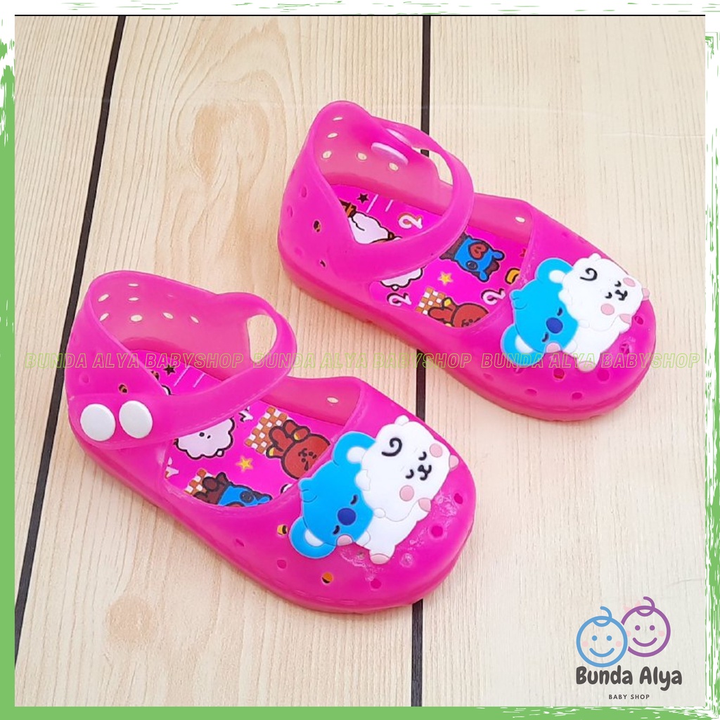 Sepatu Anak Perempuan Jelly LED Usia 6 Sampai 18 Bulan - Sepatu Anak Cewek Jelly Lampu Motif FANTA Sepatu Jelly Lentur Elastis Anti Licin Model Tali Sepatu LED Jelly Anak