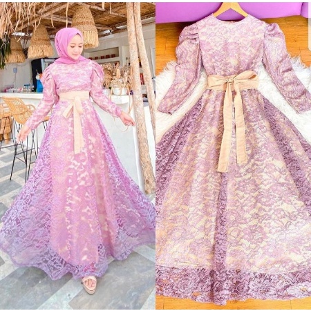 Baju Gamis brukat terbaru 2021mewah remaja import Gamis adiratna Syari kekinian terlaris