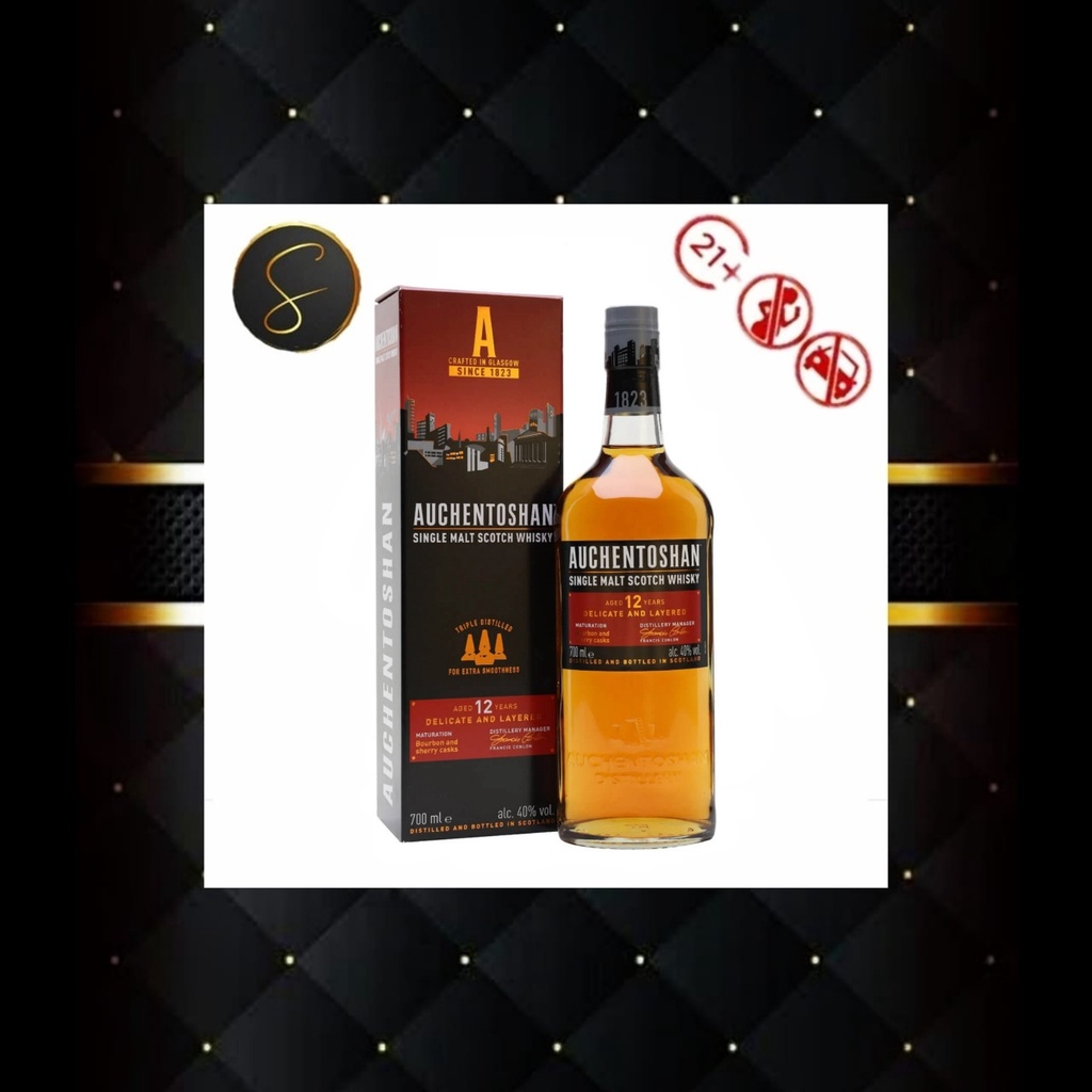 AUCHENTOSHAN AGED 12 YEARS SINGLE MALT SCOTCH WHISKY 700ML