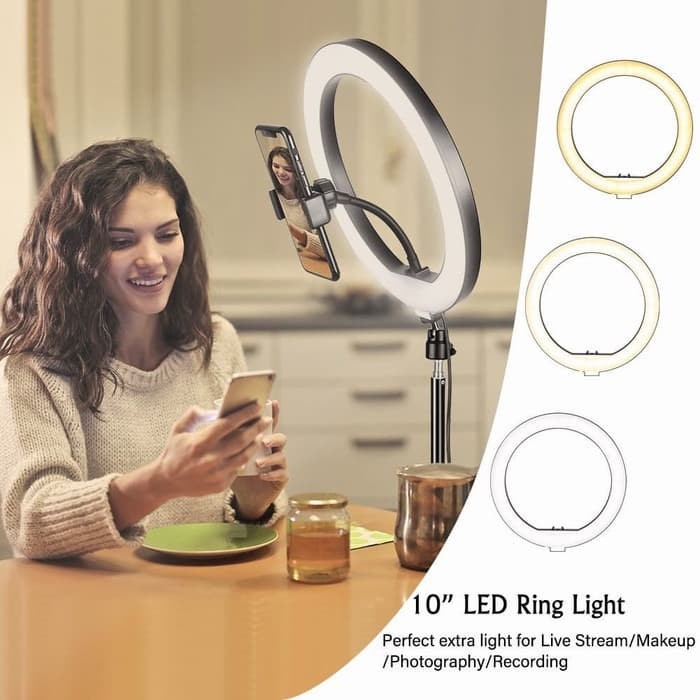 Ring Light Selfie 10 INCH 26cm + Light Stand Tripod 2 meter