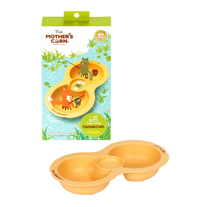 Mother's Corn Enjoy Fishing Twin Bowl mangkok mangkuk makanan bayi lucu tempat makan