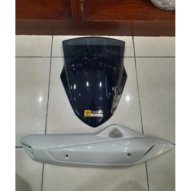 Visor Nmax Model Transparan Plus Cover Knalpot Nmax CBN Putih