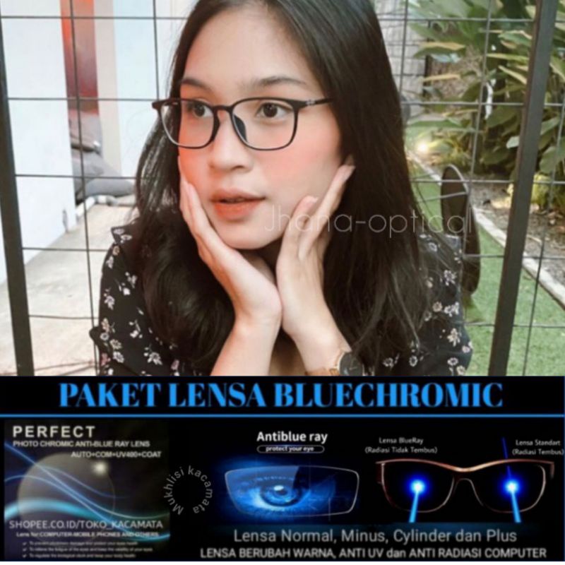 kacamata kotak pket lnsa blue chromic minus|normal anti radiasi