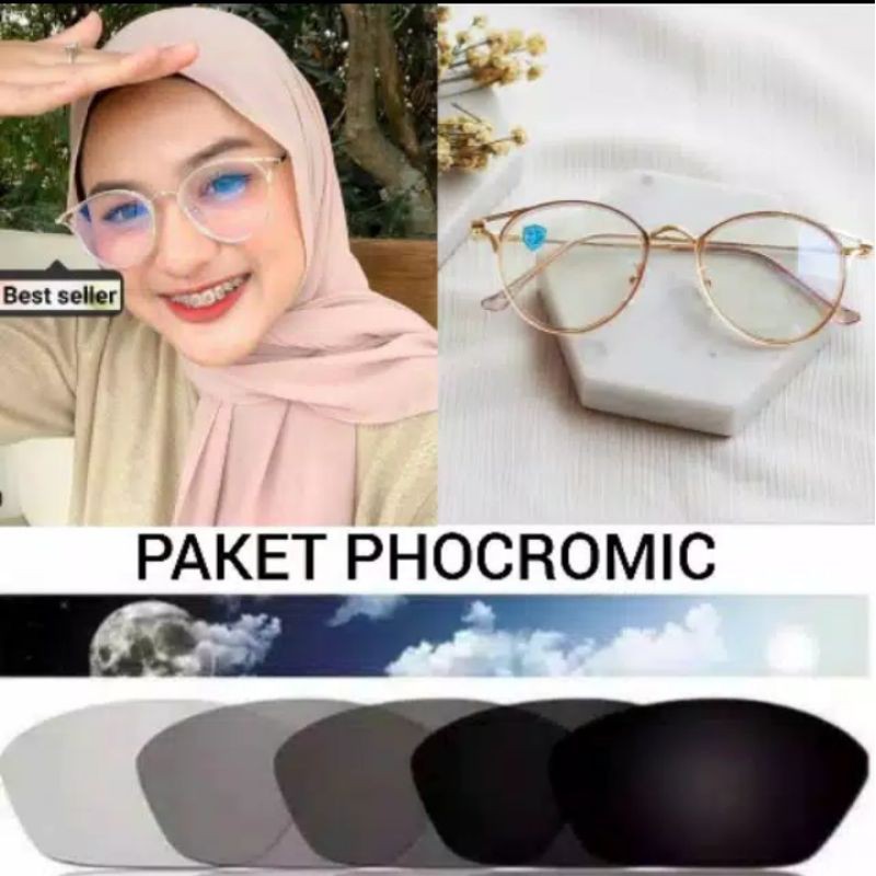 Paket lensa Photocromic [Kacamata 16017, antiradiasi] Termurah