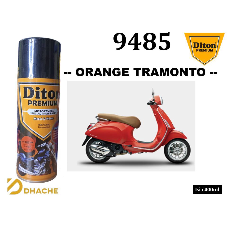 Cat Pilox Diton Premium Vespa Orange Tramonto 9485 400ml Warna Oren Oranye Kilap Pespa pilok pylox pylok