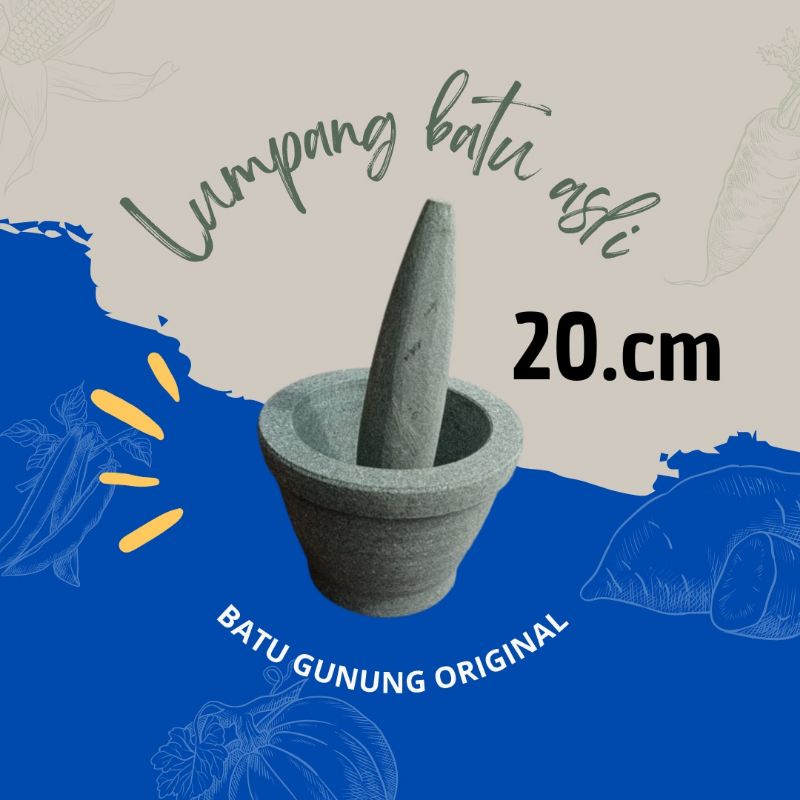 Lumpang batu asli 20 cm free tumbukan