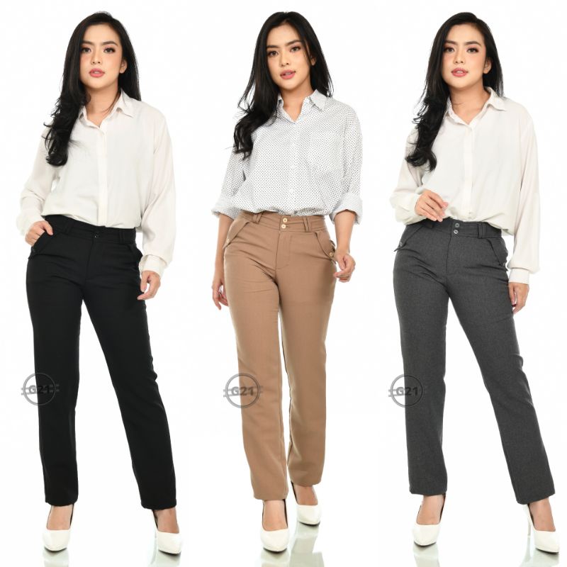 Celana Kerja Kantor Wanita Bahan Formal Hitam Panjang Model Slimfit High Quality Celana Bahan Hitam Kerja Wanita