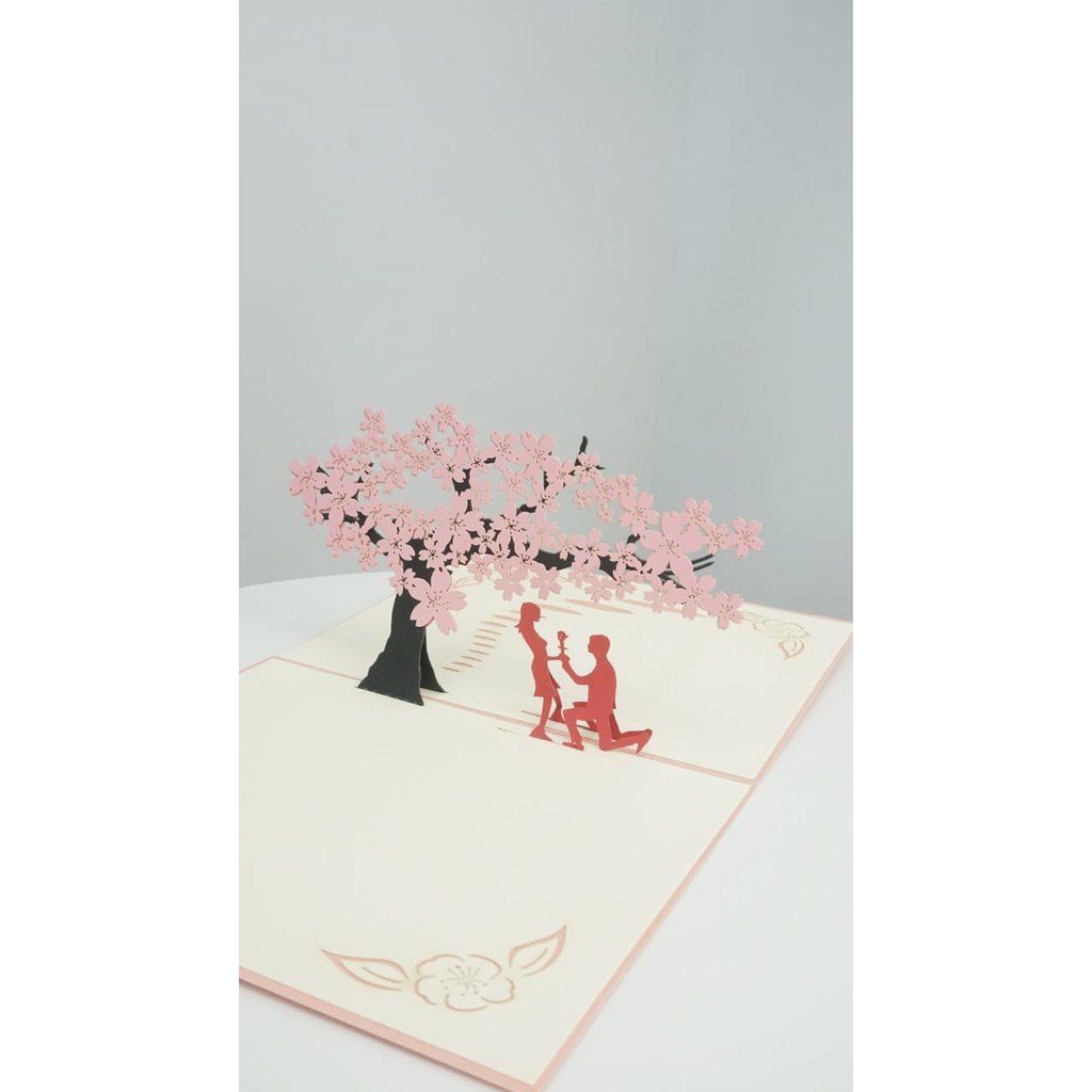 3D  Up Rabbit Flowers Tree Greeting Cards Handmade Gift Card 6L