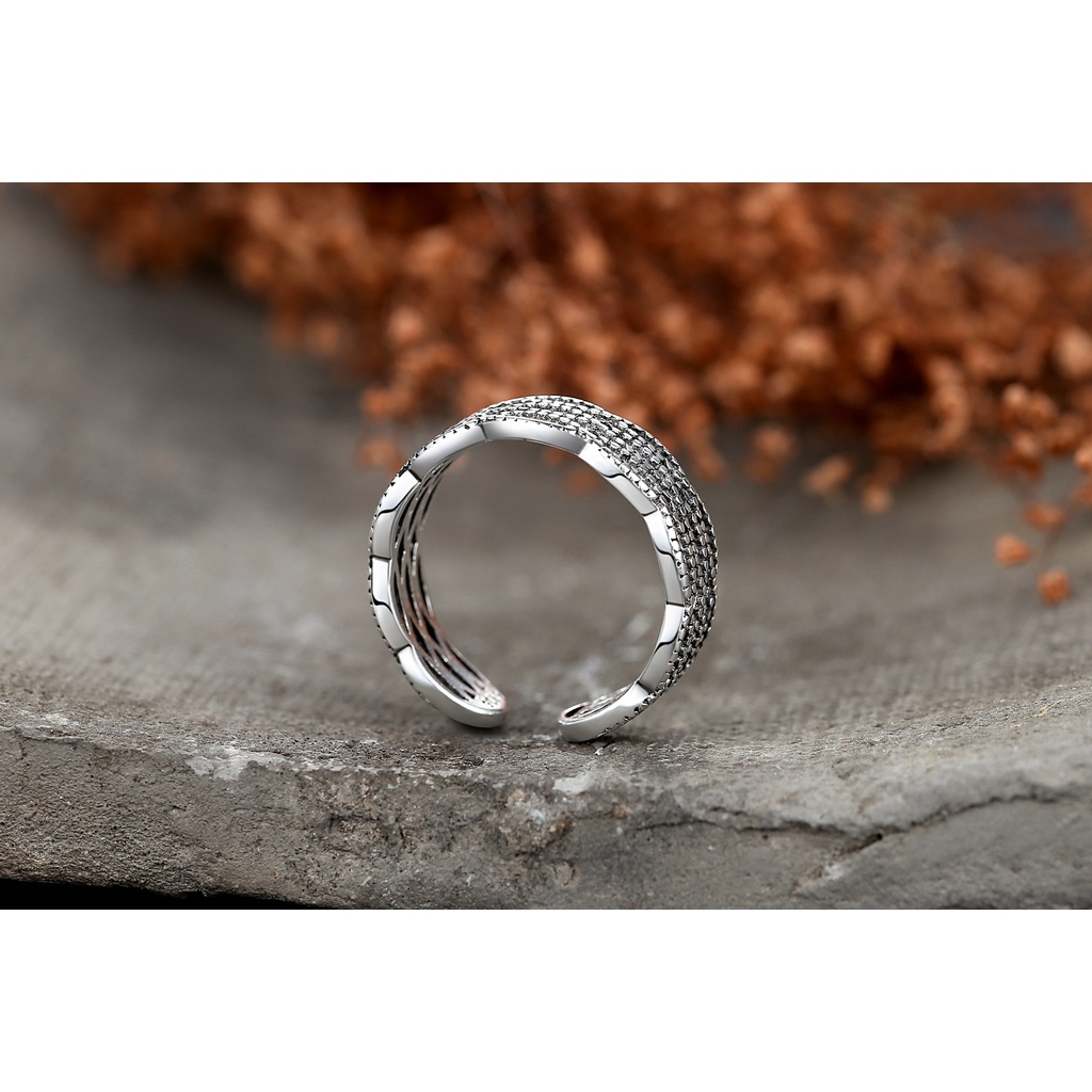 925 Perak Cincin Untuk Wanita/pasangan Cincin Dapat Disesuaikan Kepribadian Sederhana Perhiasan Retro JZ00058