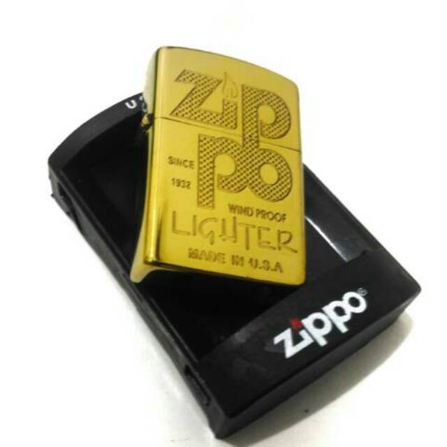 ZIPPO DENTING 2X GOLD ,INCLUDE BOX