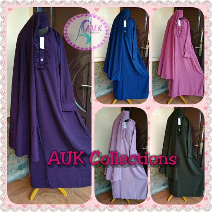Gamis syar'i/Set Gamis Wolfish + cadar/Gamis polos