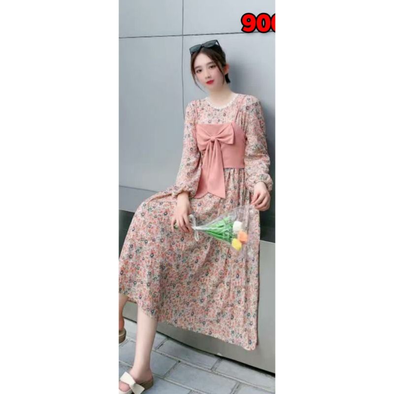 Tunik Bunga+Vest Pita