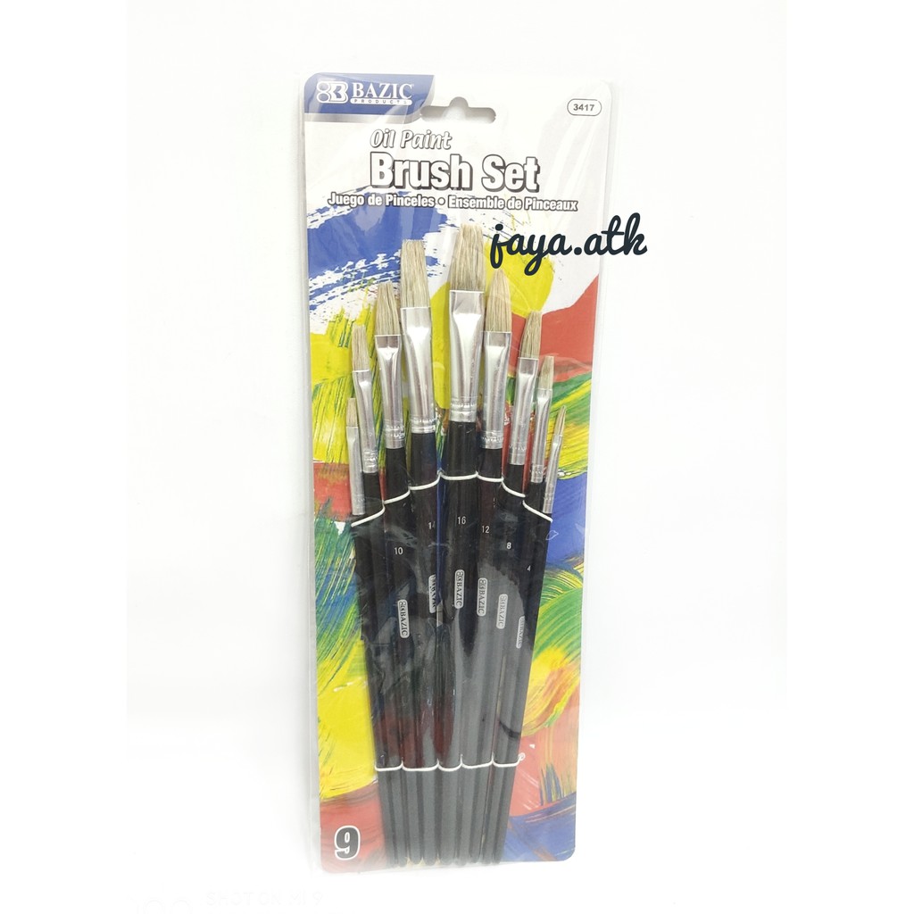 KUAS LUKIS CAT MINYAK AKRILIK ACRYLIC SET ISI 9 OIL PAINT BRUSH SET PUTIH 3417