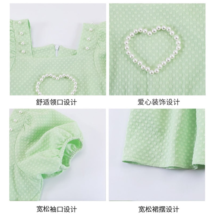 Promo !! dress trendy anak perempuan  - dress pearl love shoulder colour import uk 3-8thn