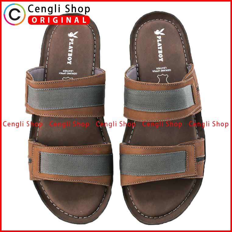 SANDAL PLAYBOY SLIDE CASUAL PRIA ORIGINAL KULIT ASLI ORI TERBARU PLZ3