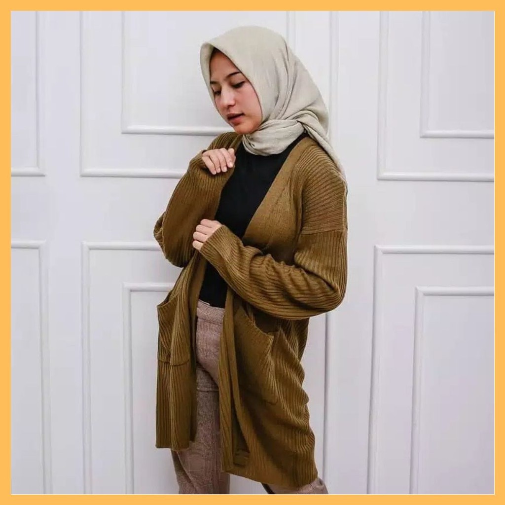 BELLE CARDIGAN OVERSIZE / LONG CARDY / CARDIGAN BELLE MURAH MERIAH / KARDIGAN OVERSIZE / LONG CARDY RAJUT / UPTODATE LONG KNIT / CARDY RAJUT-Bronze