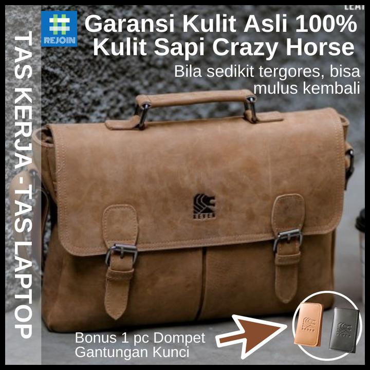 tas laptop kerja kantor kuliah kulit sapi crazy horse asli pria cowok