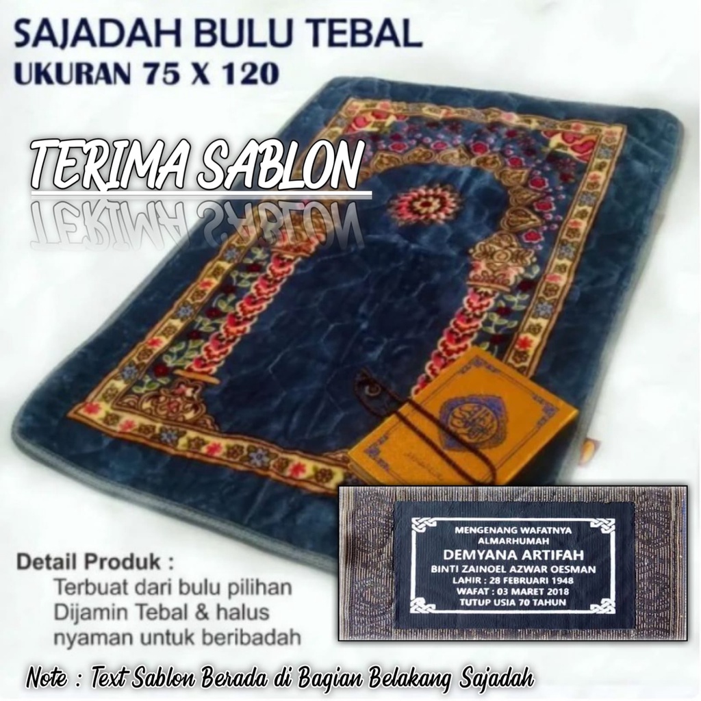 SAJADAH BULU MOTIF BERKUALITAS PLUS SABLON