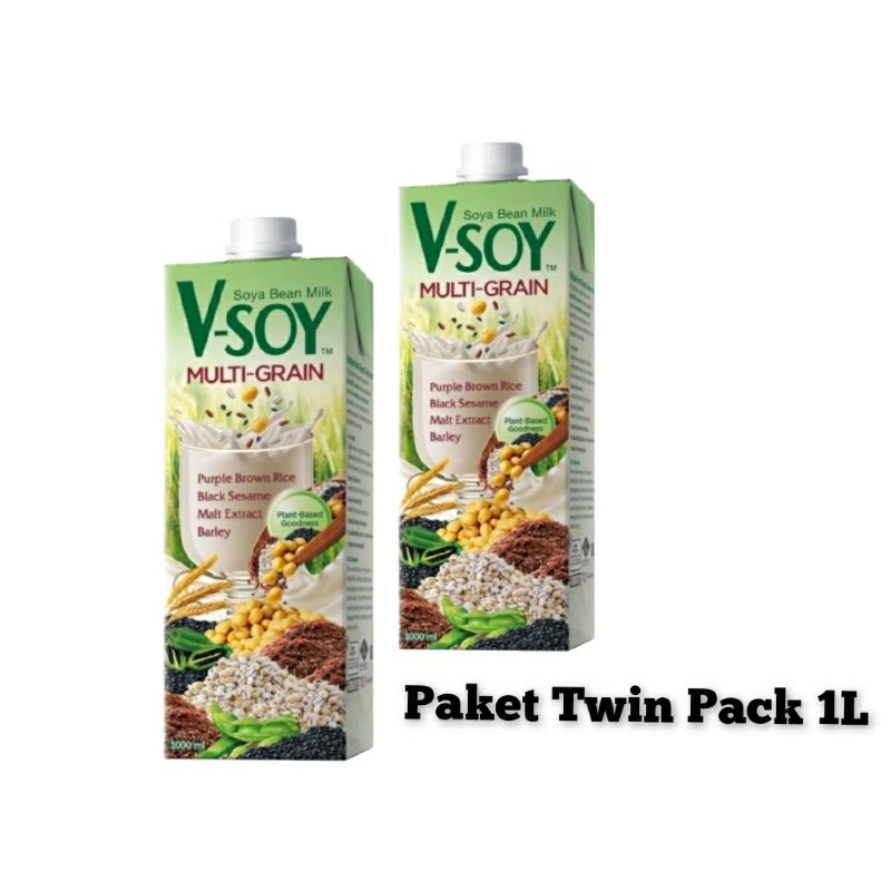 

V-Soy Multi Grain Soya Bean Milk UHT Susu Kedelai 1 Liter Twin Pack
