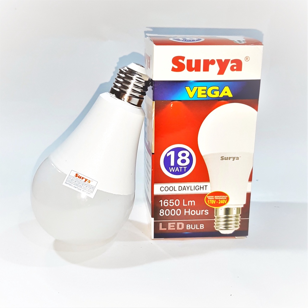 Bohlam Fitting LED Surya Sangat Terang Cahaya Putih 18 Watt Hemat Energy