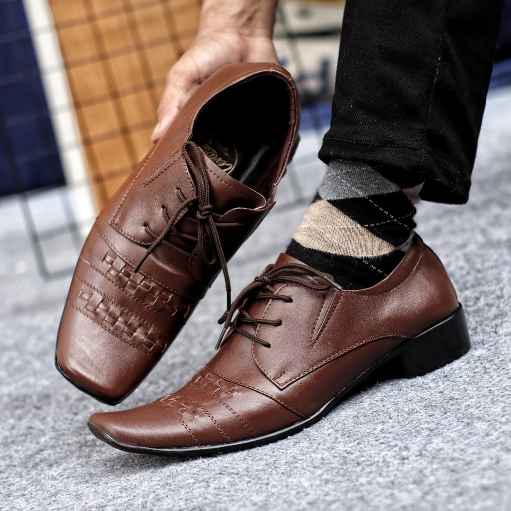 ENOZSTORE!ID - Sepatu Kerja Kantor Pesta Pria Original Handmade Kulit Asli / Sepatu Pantofel Formal Cowok Laki Men Keren Bagus ORI