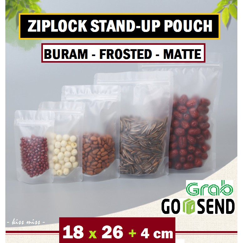 BURAM - Standing Pouch 18x26cm - Ziplock - Kemasan Snack Kopi - Plastik - Frosted