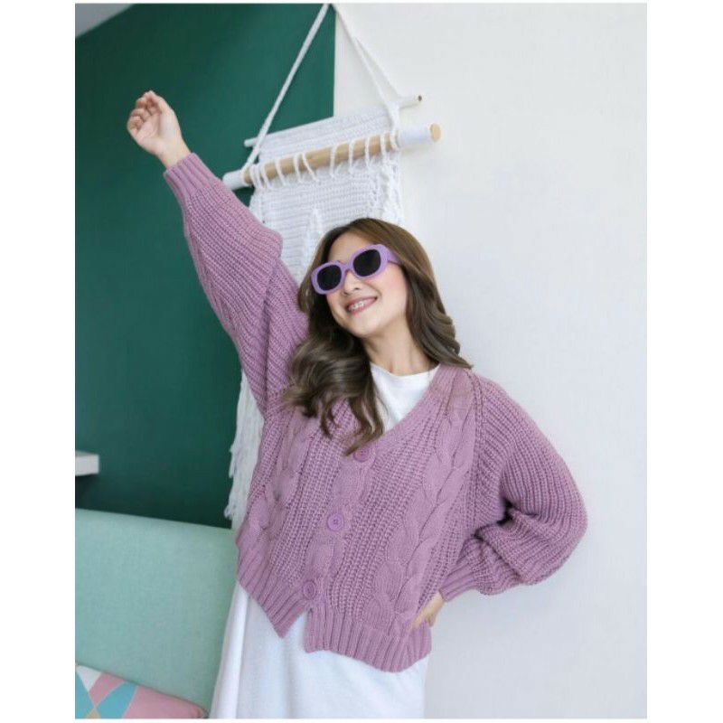 CABLE OLIVIA 7 GET CROP CARDY RAJUT WANITA