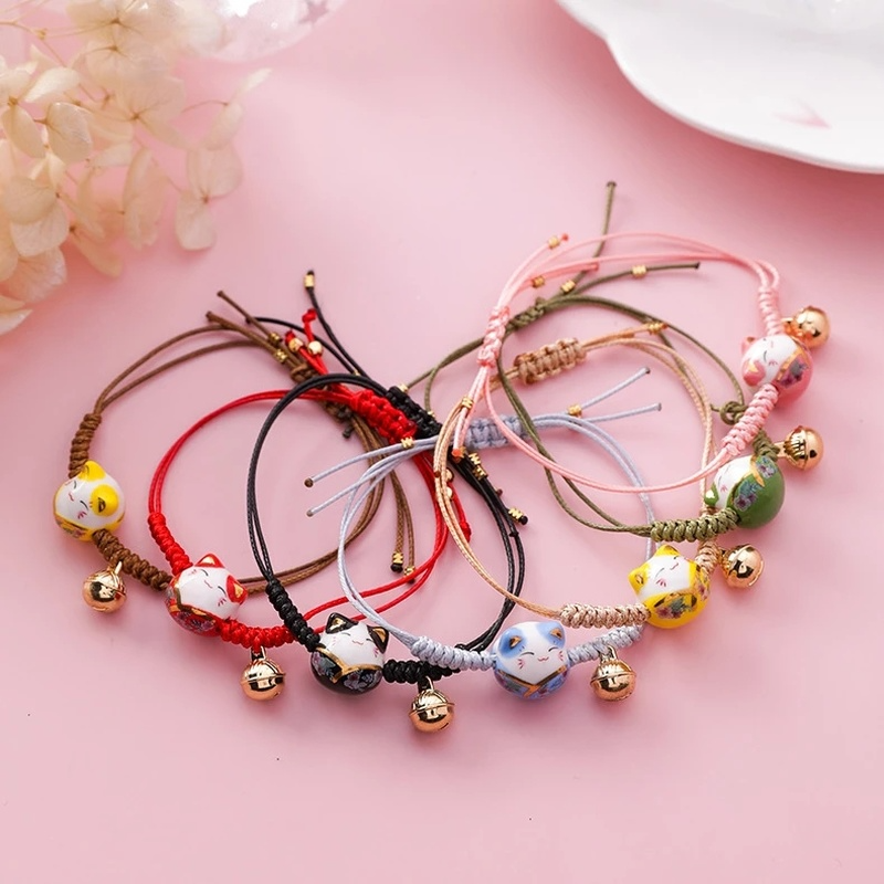 Gelang Tali Kepang Handmade Dapat Disesuaikan Warna-Warni Bahan Keramik Gaya Korea Untuk Hadiah