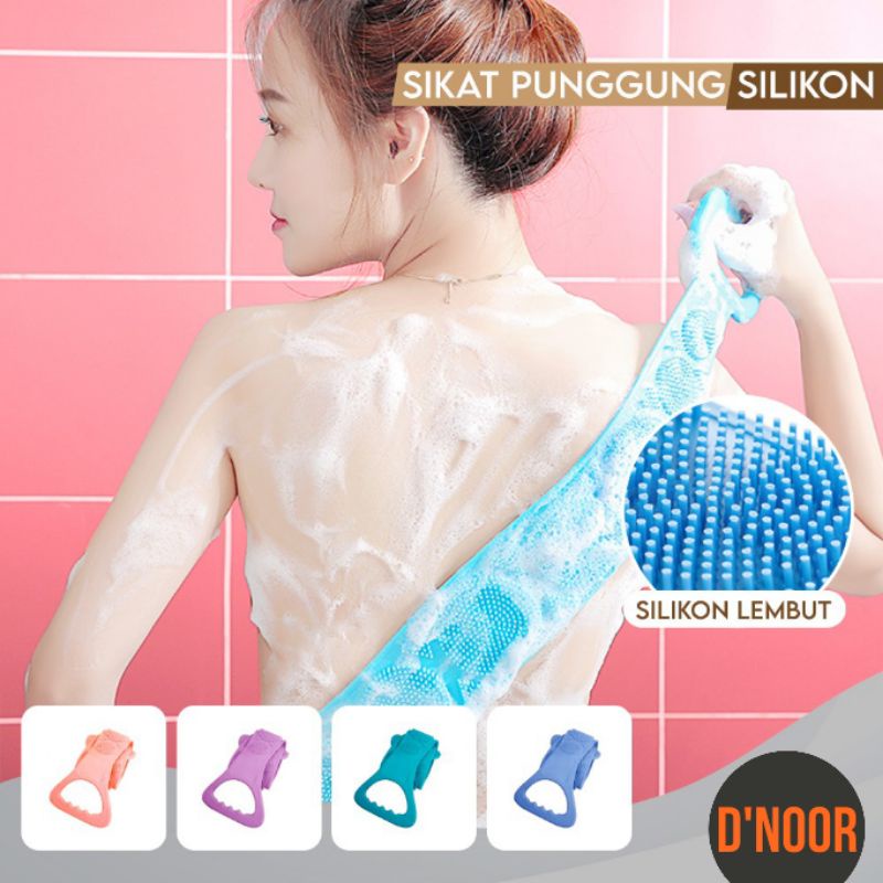 Sikat Punggung Badan Mandi Silikon Brush Pull Back Strip Menggosok Kulit Punggung