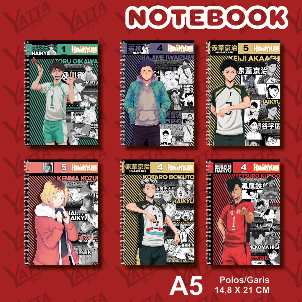 

Notebook Anime Ukuran A5 14,6 cm x 21 cm Haikyu Rival Tim YOTAKUSHOP