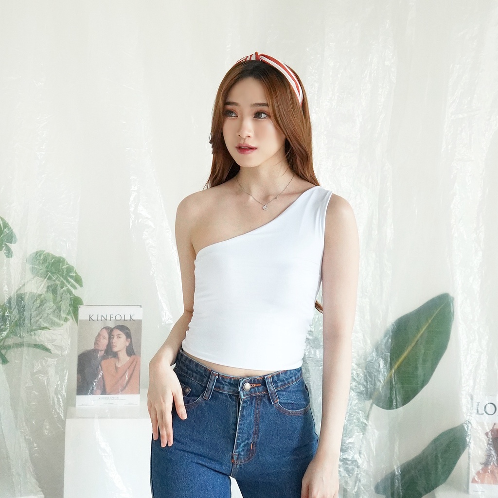 Korean Crop Tanktop One Shoulder Tank Top Tarzan 008