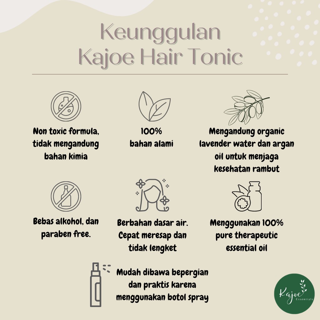 KAJOE HAIR TONIC Tonik Anti Hair Fall Penumbuh Rambut Alami Rambut Rontok Lepek Kering Rusak 100 ML