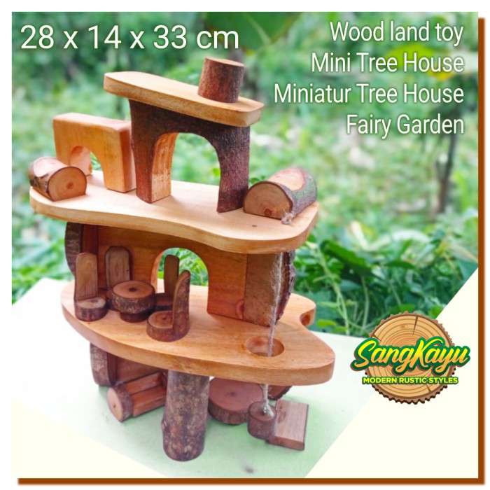 Wooden toys Fairy garden 003 Mini Tree House Miniature rumah mini kayu