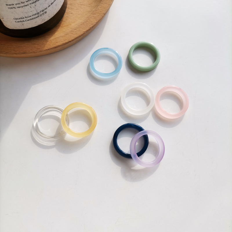 Cincin Bahan Resin Warna-Warni Gaya Retro Korea Untuk Hadiah