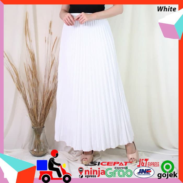 ROK PLISKET PUTIH ROK PANJANG WANITA PLISKET PREMIUM IMPORT