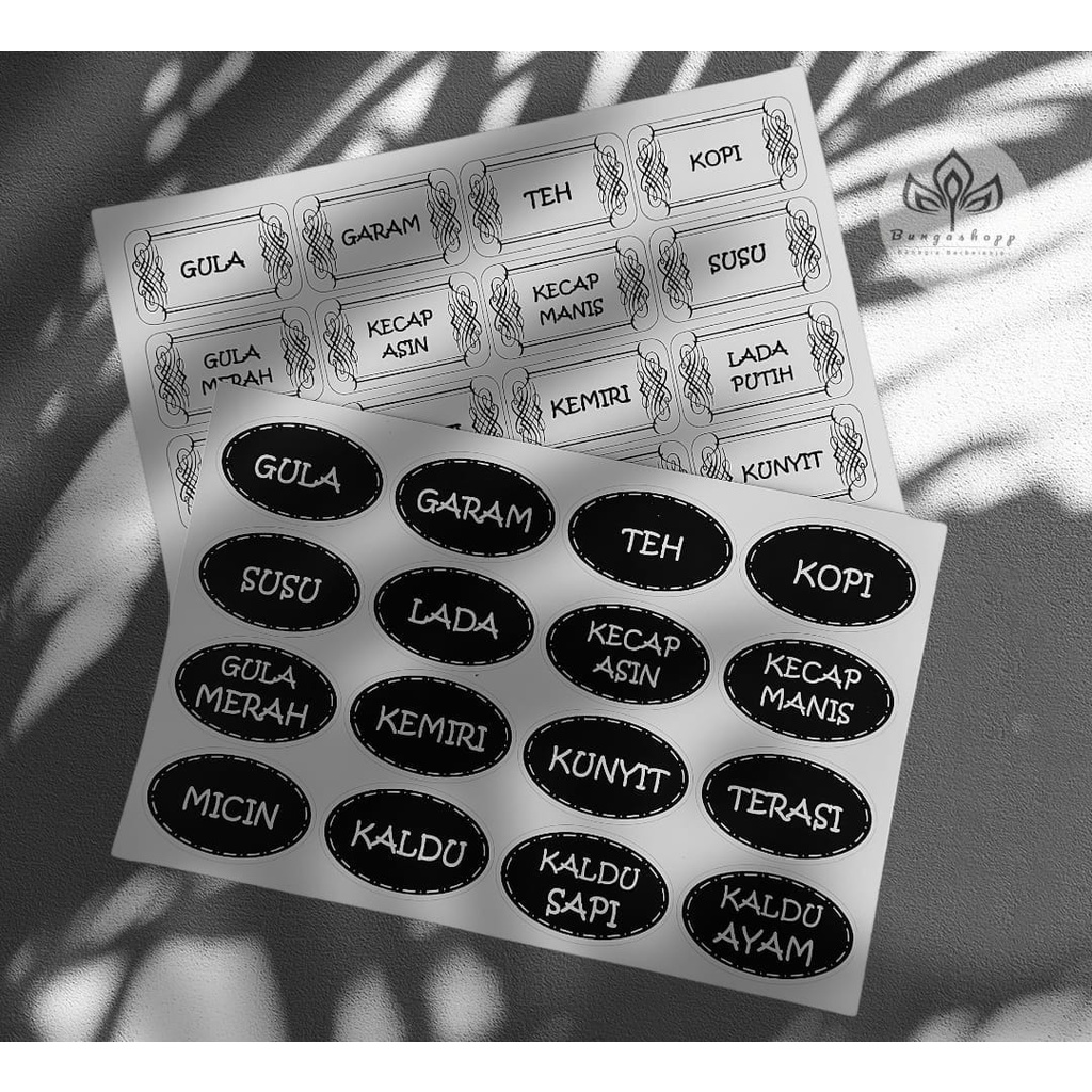 STICKER BUMBU DAPUR ANTI AIR (WATERPOOF) request nama stiker 16PCS LABEL NAMA BUMBU DAPUR STICKER TO