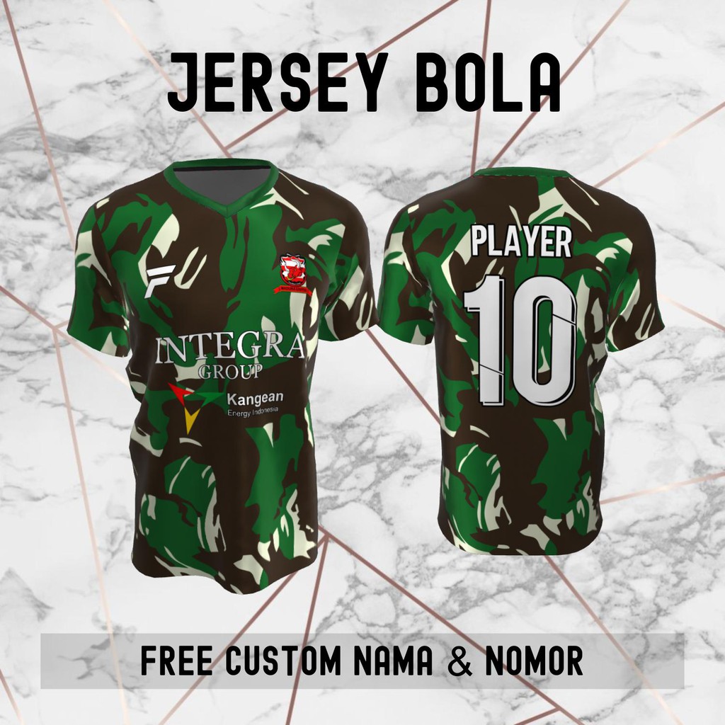 Jersey Madura United Loreng Militer Klub Bola Baju Kaos Custom Nama dan Nomor Punggung - 865 Jersey 