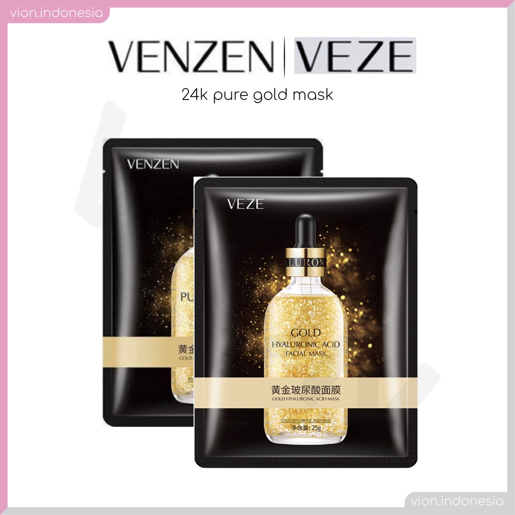 VENZEN VEZE 24K Gold Sheet Facial Mask Masker Wajah Emas Original VE001