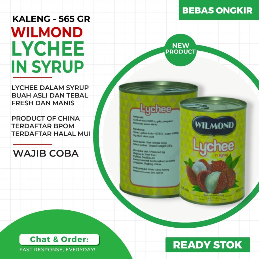 

Wilmond Lychee In Syrup Canned- Minuman Buah Leci Kaleng 565g