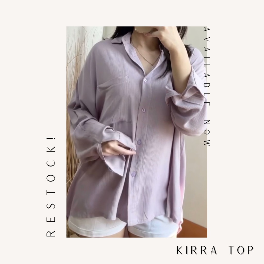 Kirra Top - Kemeja Wanita Bahan Rayon Crinkle Best Seller - BIG SIZE-Softlilac
