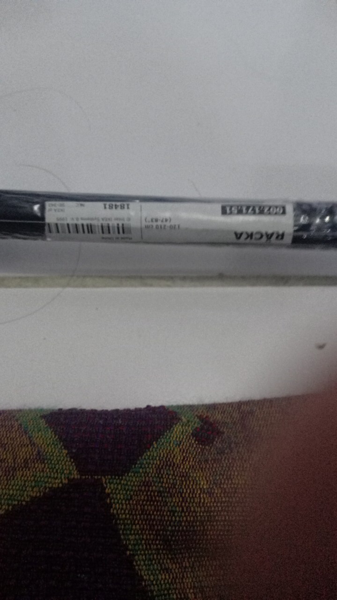 Batang Gorden / Rel Tirai Uk.120-210cm, Hitam/putih Ra1203