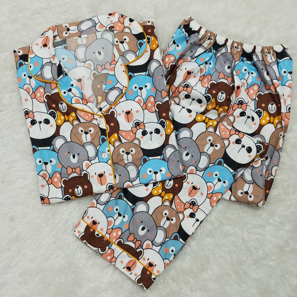 VeriFel Piyama Dewasa - JUMBO Promo Murah Setelan CP Fit 75-85kg / 3L-CP Line Panda Biru