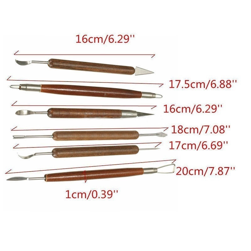 6pcs Pottery Clay Tools Set Sculpting Carving Tools for Brush Modeling Dot Nail Art Clay Carving Tool Ceramic Clay Diy Tool Assorted