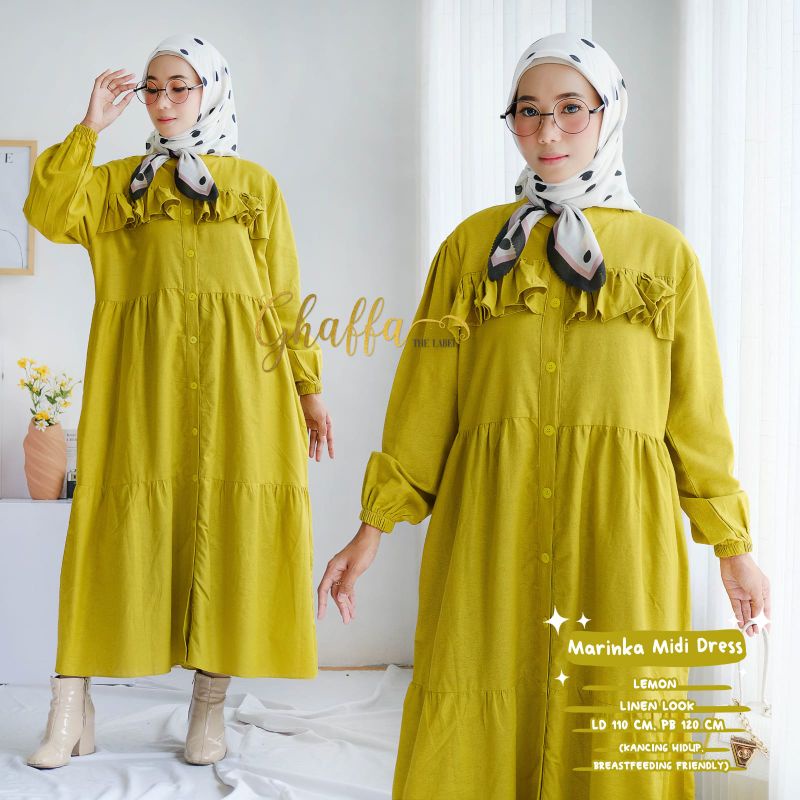 Marinka midi gamis midi polos original ghaffa