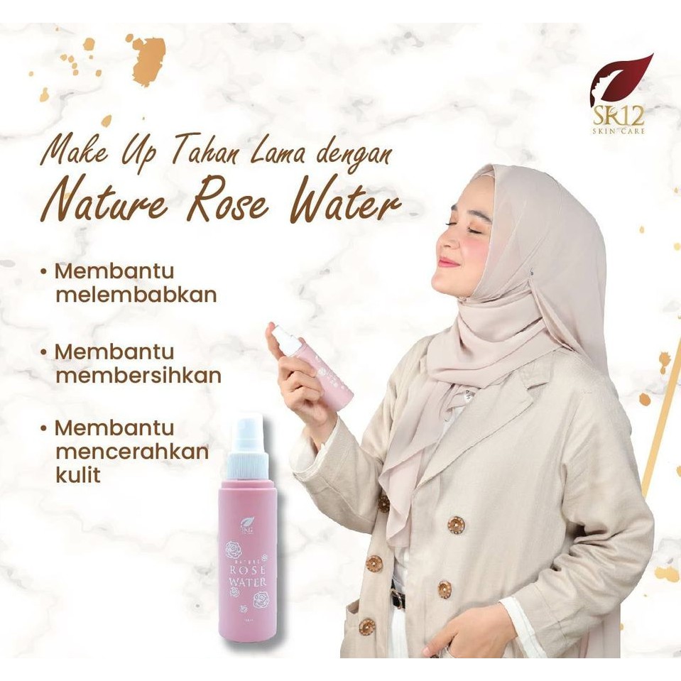 NATURE ROSE WATER SR12 / MELEMBABKAN KULIT WAJAH / MEMBANTU MAKE UP TAHAN LAMA / MENYEGARKAN KULIT