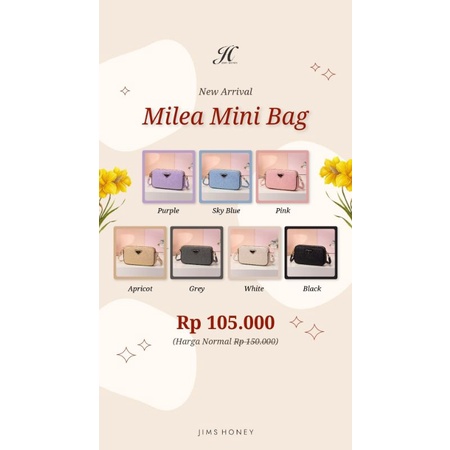 Milea mini bag Jims Honey Original Tas Selempang wanita tas hp mini pouch realpic cod milea plus box