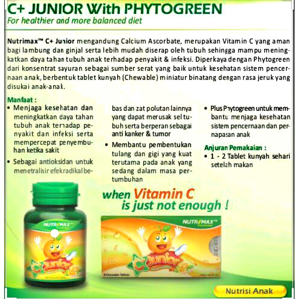 Nutrimax C+ Junior 60s / Phyto Green / Vitamin Daya Tahan Tubuh Anak