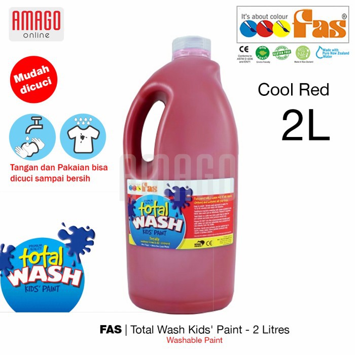 FAS TOTAL WASH PAINT - 2 LITER - CAT MUDAH DIBERSIHKAN - COOL RED