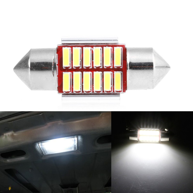 Grab Medan Lampu Plafon Mobil Headlight LED Canbus 4014 12SMD 31mm 1 PCS - White